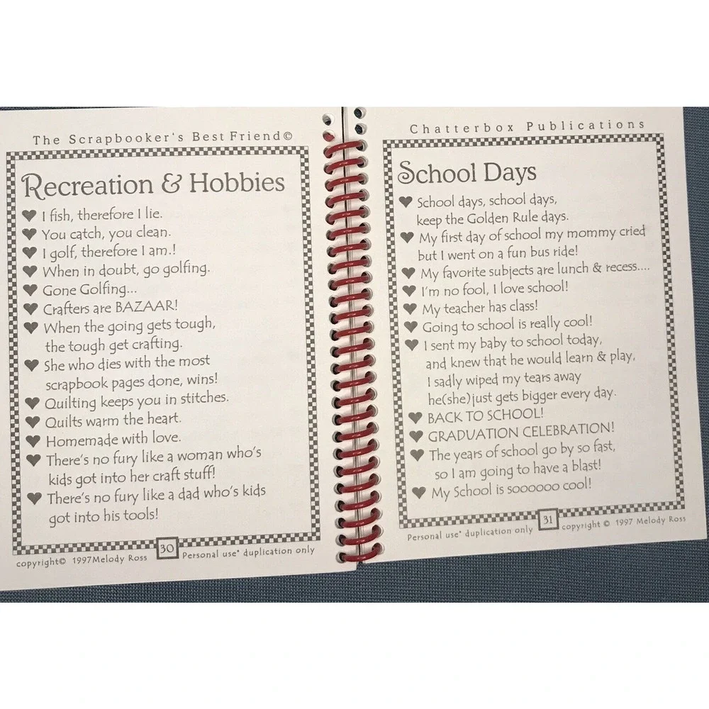 The Scrapbooker's Best Friend Volume 1 Phrases 1998 spiral bound